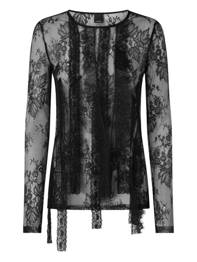 PINKO FLORAL-LACE LONG-SLEEVE TOP