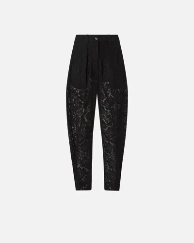 Pinko Floral Lace P-pants Trousers In Limo Black