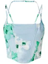 Pinko Floral-print Corset In Blue