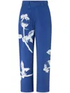 Pinko Floral-print Cotton Pants In Blau