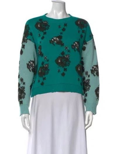 Pre-owned Pinko Floral Print Crew Neck Sweater In Green