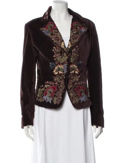 Pre-owned Pinko Floral Print Evening Jacket In Brown
