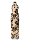 Pinko Floral-print Halter-neck Midi Dress In Neutral