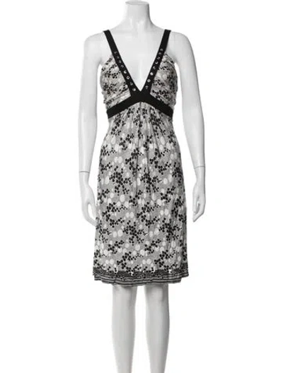 Pre-owned Pinko Floral Print Knee-length Dress In White