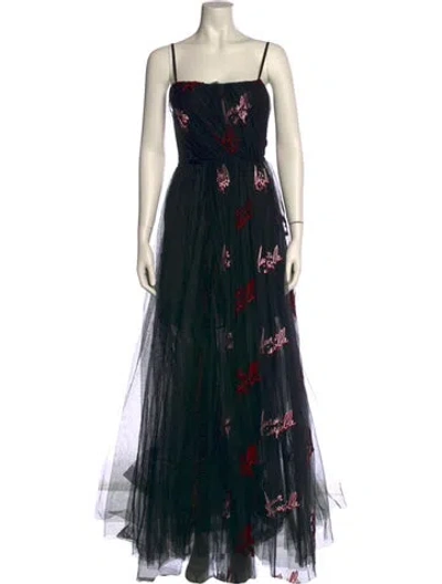 Pre-owned Pinko Floral Print Long Dress In Black