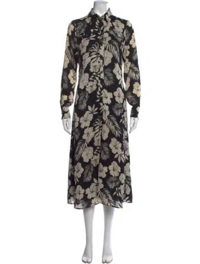 Pre-owned Pinko Floral Print Long Dress In Black