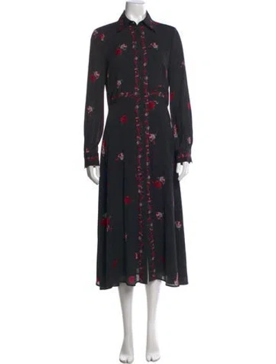 Pre-owned Pinko Floral Print Long Dress In Black