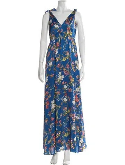 Pre-owned Pinko Floral Print Long Dress In Blue