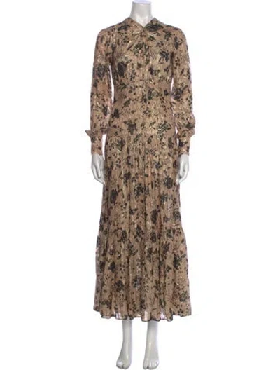 Pre-owned Pinko Floral Print Long Dress In Neutral