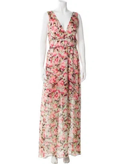 Pre-owned Pinko Floral Print Long Dress In Pink