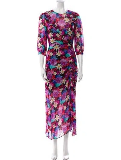 Pre-owned Pinko Floral Print Long Dress In Purple