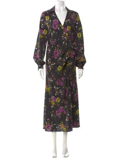 Pre-owned Pinko Floral Print Long Dress In Purple