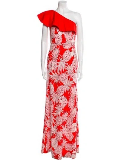 Pre-owned Pinko Floral Print Long Dress In Red