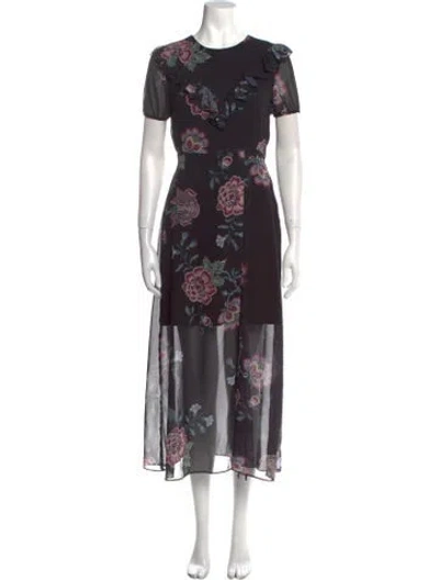Pre-owned Pinko Floral Print Long Dress W/ Tags In Black