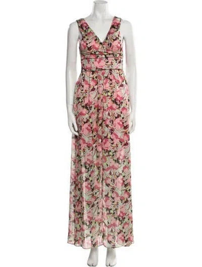 Pre-owned Pinko Floral Print Long Dress W/ Tags In Pink