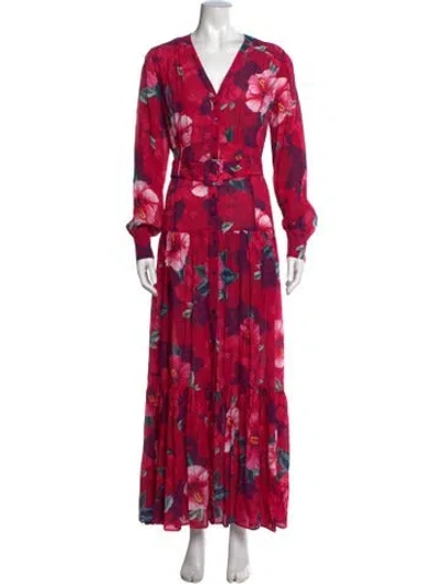 Pre-owned Pinko Floral Print Long Dress W/ Tags In Pink
