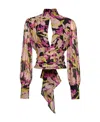 Pinko Rivelatore Floral Georgette Sash-tie Cutout Blouse In Multicolor