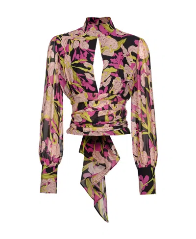 PINKO PINKO FLORAL-PRINTED CUT-OUT DETAILED BLOUSE