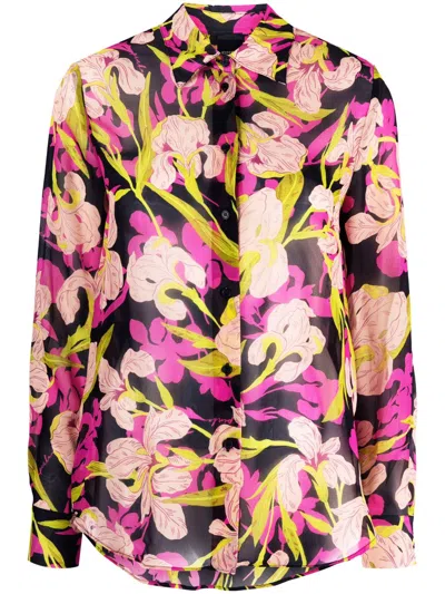 Pinko Floral-print Long-sleeve Shirt In Zy