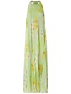 Pinko Robe Longue Plissée À Imprimé Floral In Grün