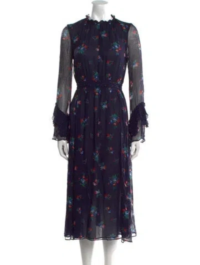 Pre-owned Pinko Floral Print Midi Length Dress In Blue