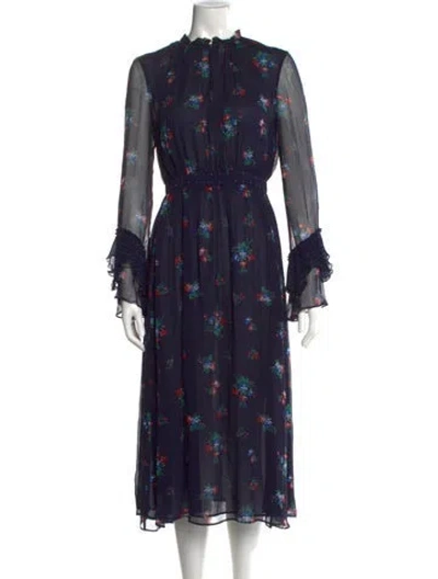 Pre-owned Pinko Floral Print Midi Length Dress In Blue
