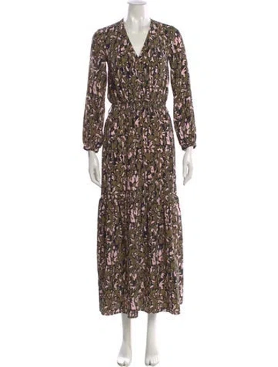 Pre-owned Pinko Floral Print Midi Length Dress In Green