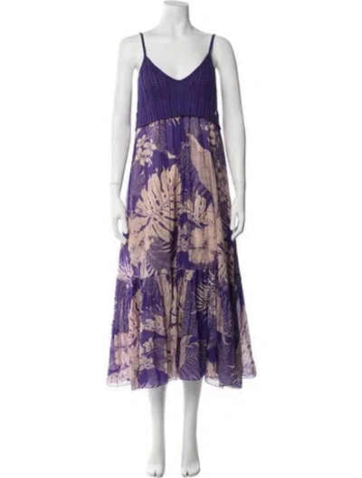 Pre-owned Pinko Floral Print Midi Length Dress In Purple