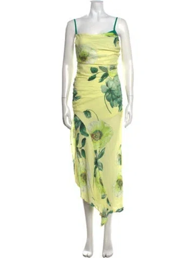 Pre-owned Pinko Floral Print Midi Length Dress In Yellow