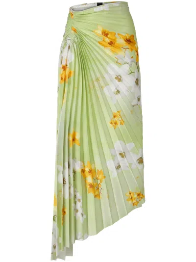 Pinko Ghiandaia Floral Pleated Asymmetric Skirt In Multicolor