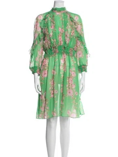 Pre-owned Pinko Floral Print Mini Dress In Green