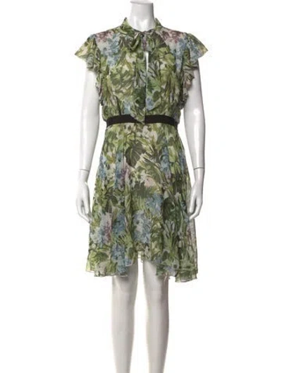 Pre-owned Pinko Floral Print Mini Dress In Green