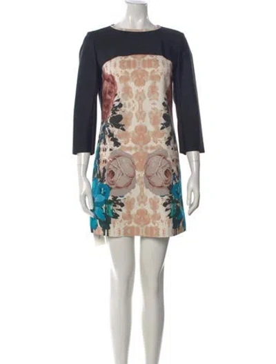 Pre-owned Pinko Floral Print Mini Dress In Neutral