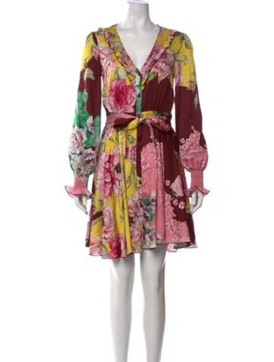 Pre-owned Pinko Floral Print Mini Dress In Pink