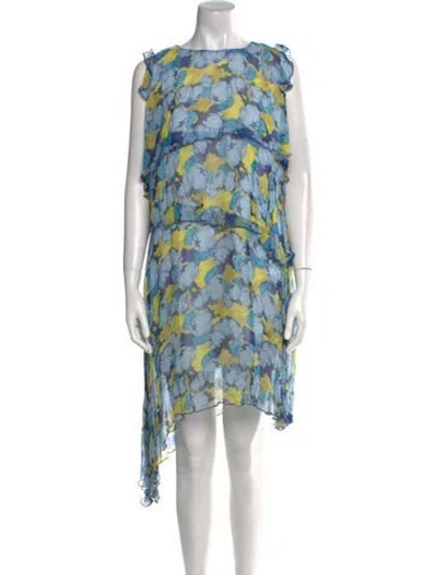 Pre-owned Pinko Floral Print Mini Dress W/ Tags In Blue