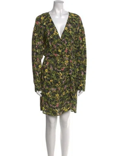 Pre-owned Pinko Floral Print Mini Dress In Yellow
