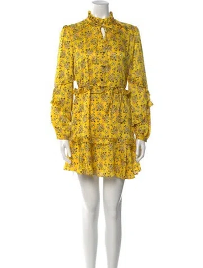 Pre-owned Pinko Floral Print Mini Dress In Yellow