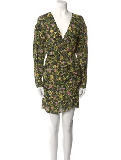 Pre-owned Pinko Floral Print Mini Dress In Yellow