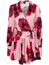 Pinko Plunging-neck Mini Dress With Floral Print In Pink