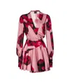 Pinko Plunging-neck Mini Dress With Floral Print In Pink