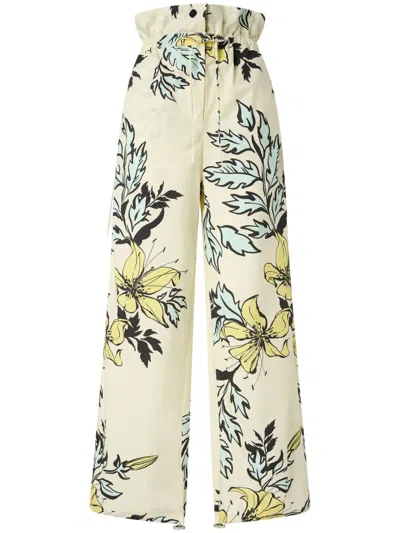 Pinko Floral-print Palazzo Pants In Neutrals