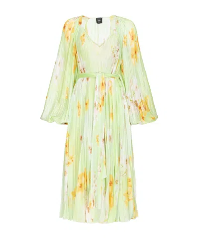 Pinko Floral Print Pleated Dress In Neutral