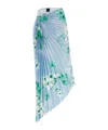 Pinko 'floral Pleated Asymmetric Hem Skirt' In Blue