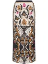 Pinko Long Skirt With Floral Print In Viscose In Neutrals