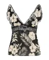 Pinko Floral-print Tank Top In Black