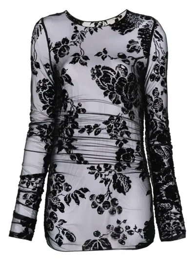 Pinko Floral-print Top In Black