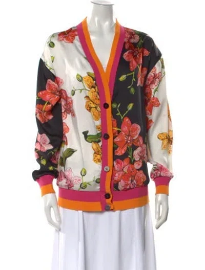 Pre-owned Pinko Floral Print V-neck Sweater In Multi