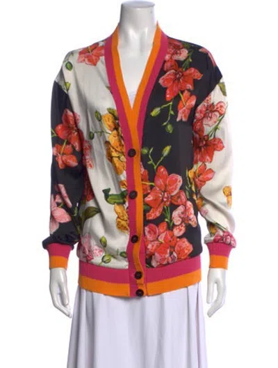 Pre-owned Pinko Floral Print V-neck Sweater In Multicolor