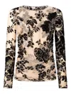 Pinko Sheer Flock-print Sweater In Neutral