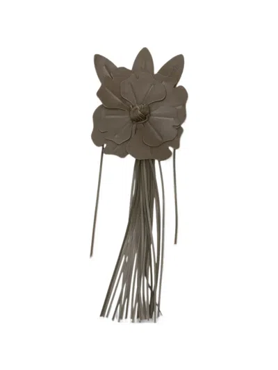 Pinko Floral-appliqué Leather Bag Charm In Multi